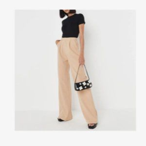 Extra Long Tall Beige Khaki Wide Leg Pants